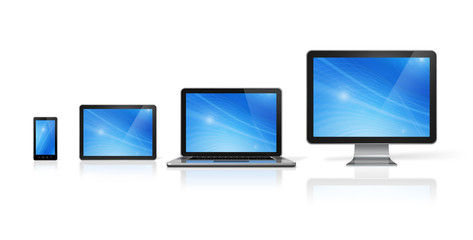 computer, laptop, mobile phone and digital tablet pc