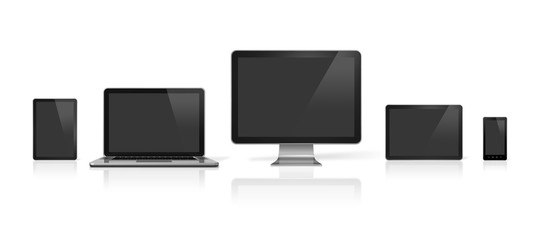 computer, laptop, mobile phone and digital tablet pc