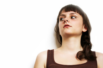 Fototapeta premium Portrait of beautiful girl on white background.