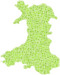 Fototapeta premium Decorative map of Wales - UK - in a mosaic of green squares