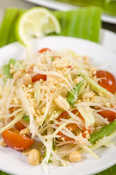 Som Tam - Green Papaya Salad. Thai & Lao Cuisine