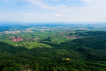 Fototapeta na wymiar Widok z lotu ptaka zielonych terenów Alzacji
