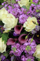 Purple and white bridal arrangement