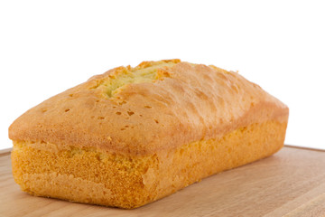 Fresh homemade butter cake on cutting board