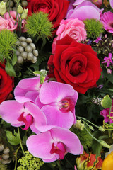 pink and red floral arrangement
