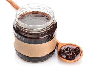 tasty berry jam, isolated on white