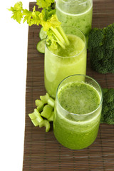 Glasses of green vegetable juice