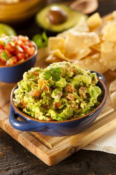 Homemade Organic Guacamole and Tortilla Chips