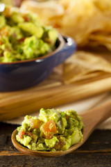 Homemade Organic Guacamole and Tortilla Chips