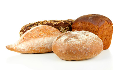 Composition with bread, isolated on white