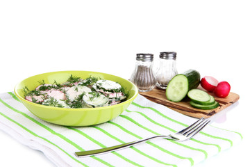 Vitamin vegetable salad in plate isolated on white