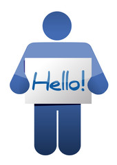 icon holding a hello sign illustration design