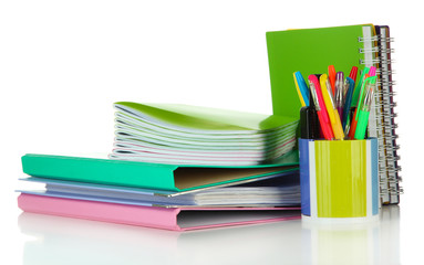 Bright different stationery isolated on white