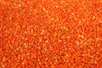 Orange crystals of sea salt close up