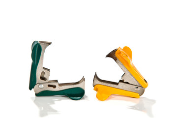 old staple remover  on white background