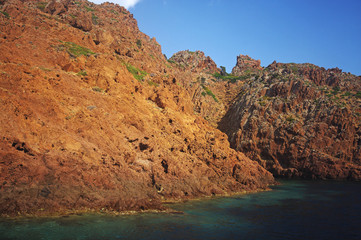 Fototapeta na wymiar Corse, roches volcaniques de Scandola