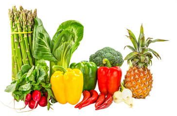 Fototapeta na wymiar A group of vegetables over white background