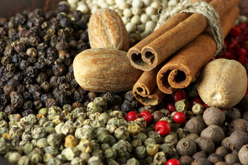 Various spices close-up