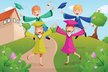 College students celebrating graduation