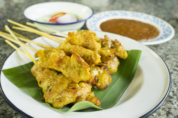 Grilled Pork Satay with Peanut Sauce and Vinegar