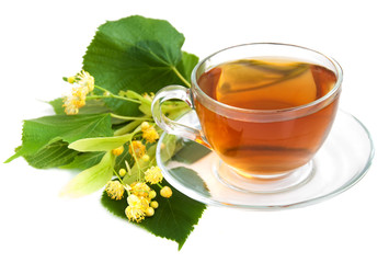 cup of tea and linden flowers
