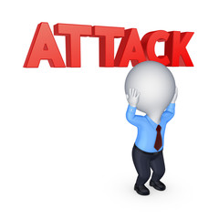 Worried 3d person and word ATTACK.