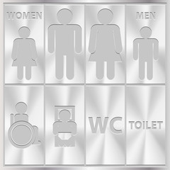 Aluminium Toilet Sign. Men and Women WC plate