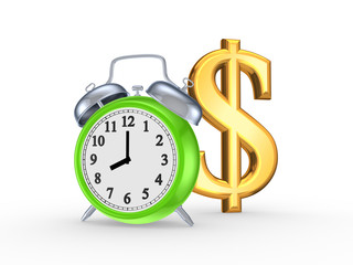 Green watch and sign of dollar.