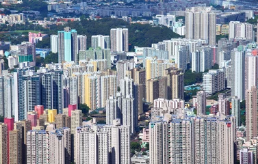 Zelfklevend Fotobehang Residential building in Hong Kong © leungchopan
