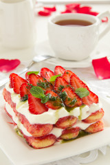 Strawberry tiramisu with mascarpone.