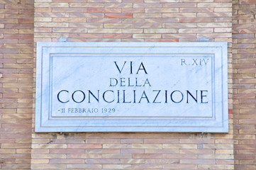 Plate Via Della Conciliazione, Roma, Italy