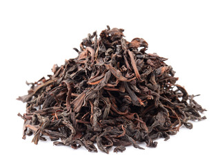 Chinese black tea isolated on white background