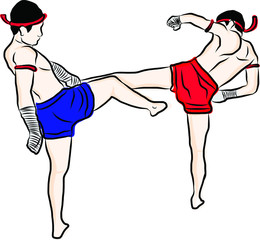 hand drawn Thai martial arts and muay thai boran