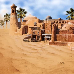 Zelfklevend Fotobehang Old fantasy asian city in the desert © katalinks