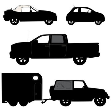 Transportation icons collection - vector silhouette