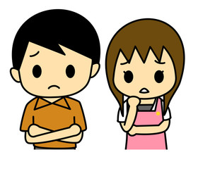 悩む　カップル