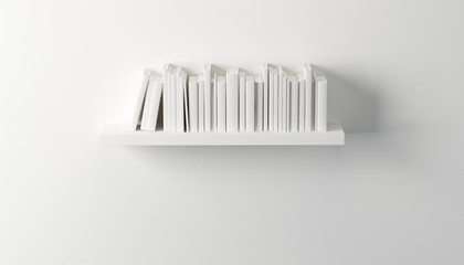 shelf with white books