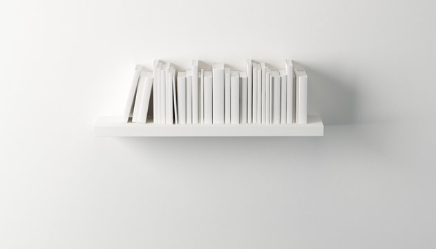 shelf with white books