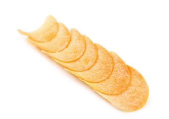 Row potato chips.