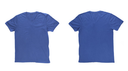 Men's blue T-shirt with clipping path. Front and back.