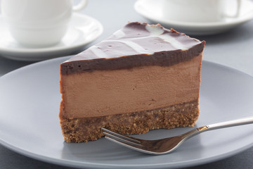 Chocolate Cheesecake with three kinds of chocolate.