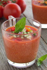 Gazpacho soup of tomatoes.