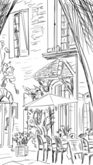 Street in Tuscany -sketch  illustration