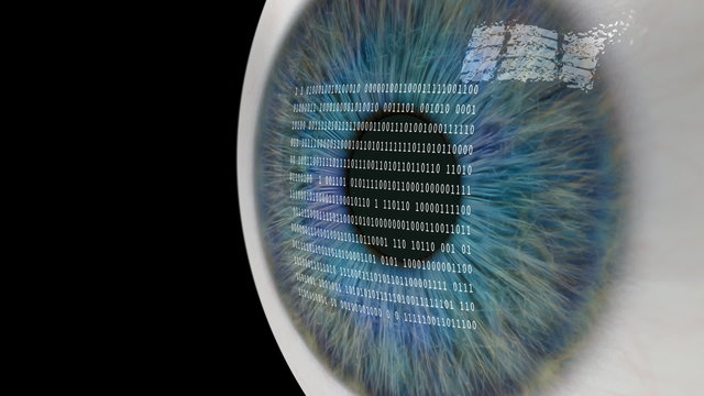Eye Looking at Binary Code.