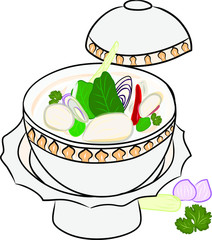 Chicken coconut soup with mushroom