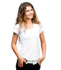 Fototapeta premium girl in white t-shirt