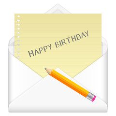 envelope with drawing happy birthday