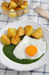 Spinat mit Spiegelei und Kartoffel