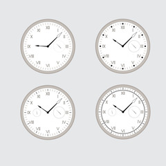 Set of gray clocks.