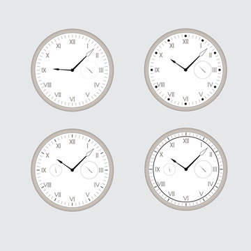 Set of gray clocks.